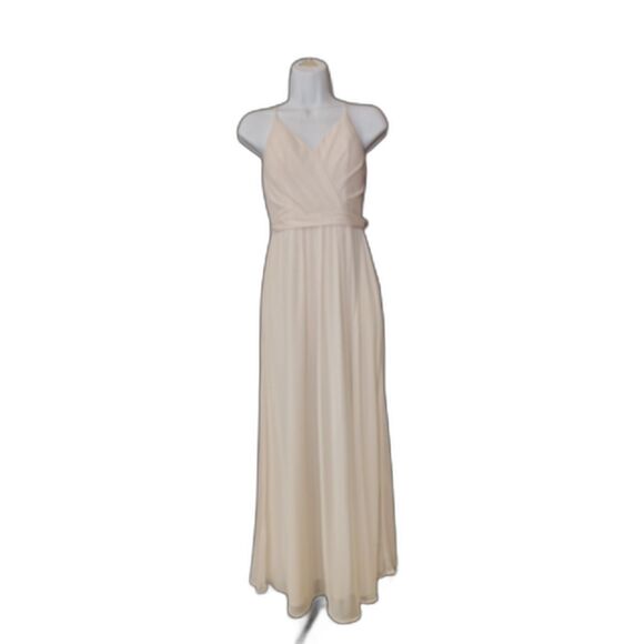 ✨ Stunning Azazie Champagne Blush Bridesmaid Maxi Dress - A6 - Picture 1 of 8